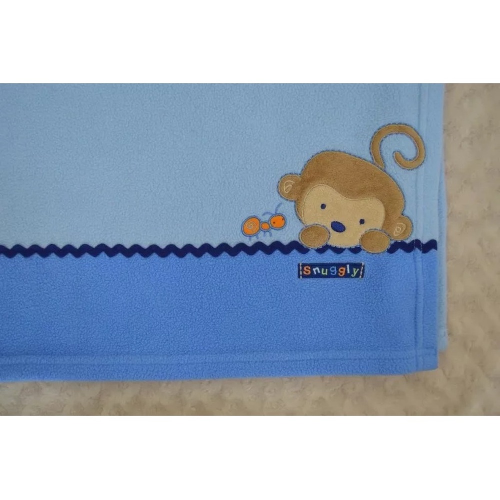 Child of Mine Carter's Snuggly Monkey Baby Blanket Blue Tan Ant Security Lovey